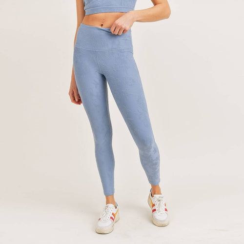 Textured Hibiscus Leggings with Pocket